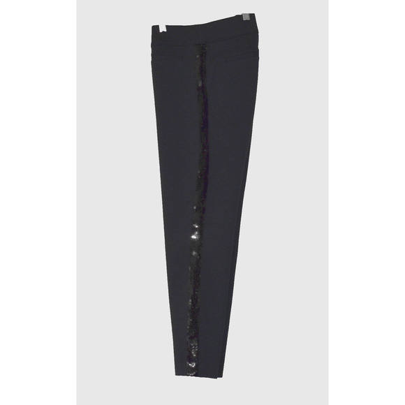 A5 NEW SPANX Black Stretch Sequin Side Stripes Faux Pockets Petite Pants Size L - Picture 2 of 5